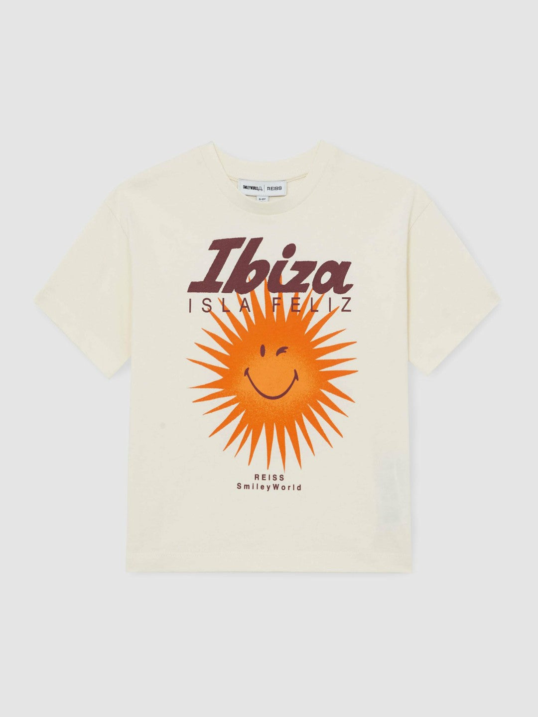 3-9 yrs SmileyWorld Sun Motif T-Shirt in Off White Children & Baby | Reiss