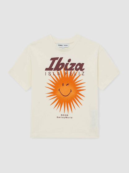 3-9 yrs SmileyWorld Sun Motif T-Shirt in Off White Children & Baby | Reiss