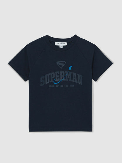3-9 yrs Superman Raglan Logo T-Shirt in Navy Blue Children & Baby | Reiss