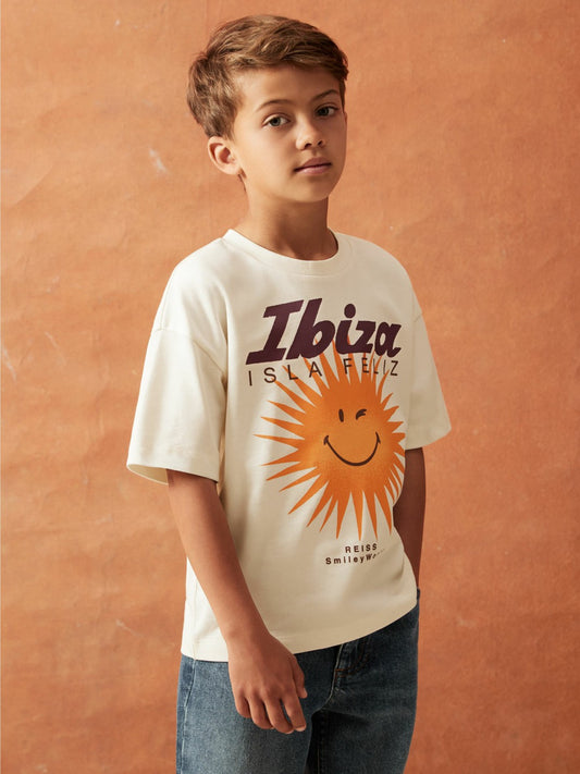 9-13 yrs SmileyWorld Sun Motif T-Shirt in Off White Children & Baby | Reiss