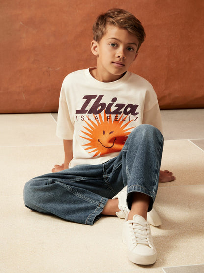 9-13 yrs SmileyWorld Sun Motif T-Shirt in Off White Children & Baby | Reiss