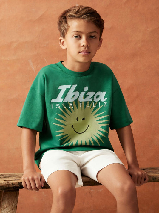 9-13 yrs SmileyWorld Sun Motif T-Shirt in Bright Green Children & Baby | Reiss