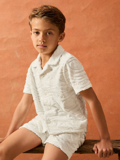 9-13 yrs SmileyWorld Wave Texture Shirt in White Children & Baby | Reiss