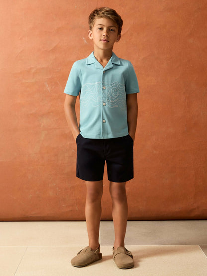 3-9 yrs SmileyWorld Embroidered Shirt in Sky Blue Children & Baby | Reiss
