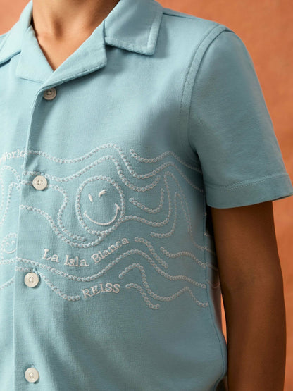 3-9 yrs SmileyWorld Embroidered Shirt in Sky Blue Children & Baby | Reiss