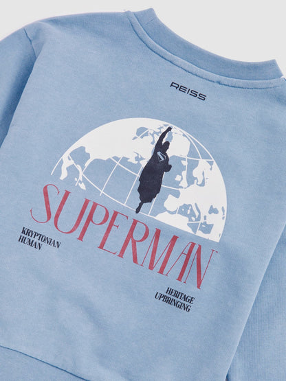 13-14 yrs Superman Logo Print Sweatshirt in Light Blue Children & Baby | Reiss