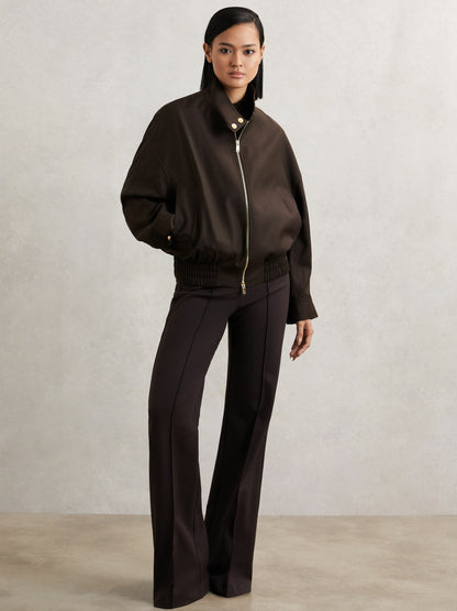 Wool Bomber Jacket in Chocolate Brown Women | Reiss