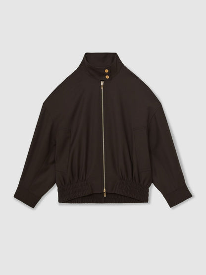 Wool Bomber Jacket in Chocolate Brown Women | Reiss