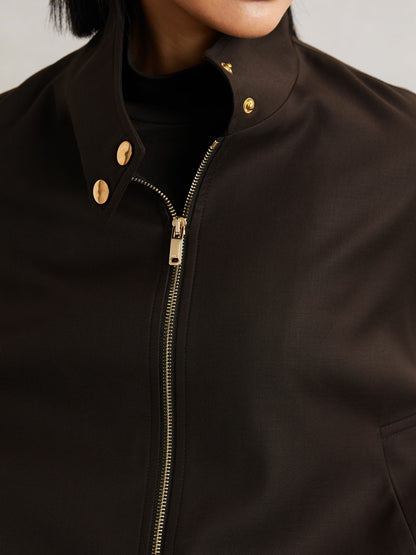 Wool Bomber Jacket in Chocolate Brown Women | Reiss