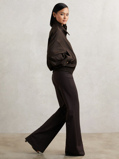 Wool Bomber Jacket in Chocolate Brown Women | Reiss