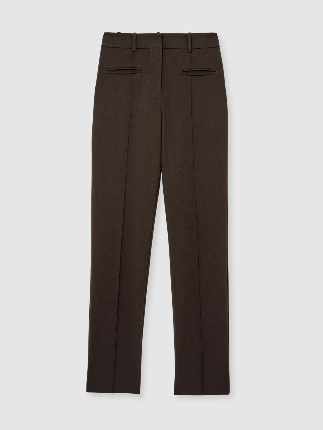 Pintuck Tapered Trousers in Chocolate Brown Women | Reiss