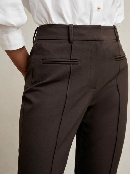Pintuck Tapered Trousers in Chocolate Brown Women | Reiss