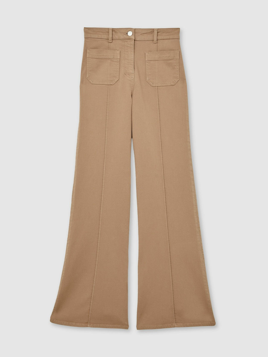 Petite Patch-Pocket Flared Jeans in Taupe Neutral Women | Reiss