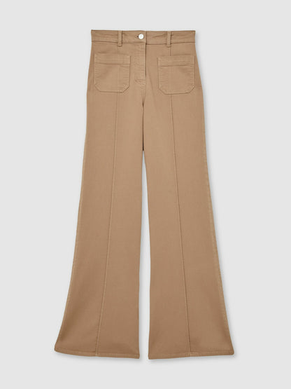 Petite Patch-Pocket Flared Jeans in Taupe Neutral Women | Reiss
