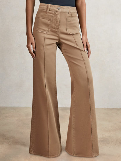 Petite Patch-Pocket Flared Jeans in Taupe Neutral Women | Reiss