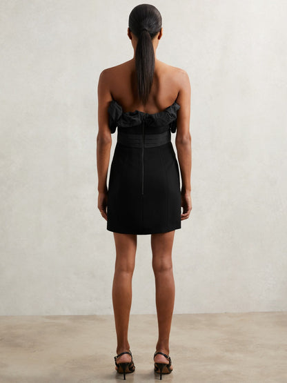 Sculptural Strapless Mini Dress in Black Women | Reiss