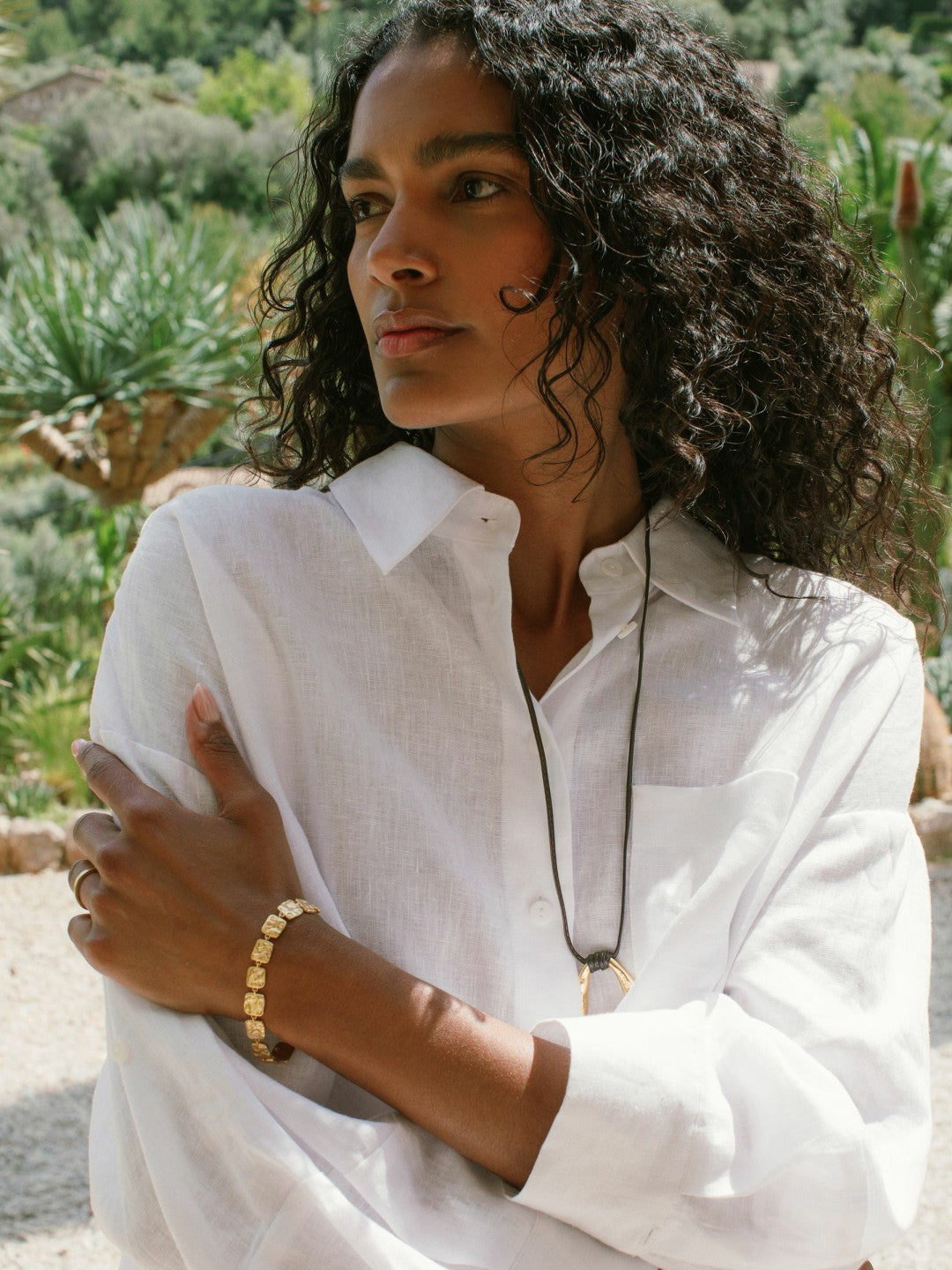 Oversize Linen Cropped Shirt in White Women | Reiss