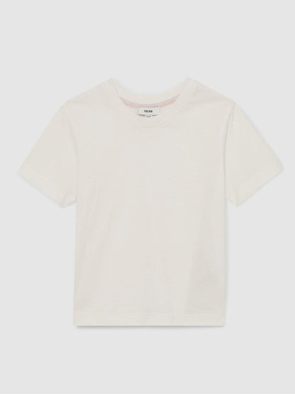 3-9 yrs Cotton Crew Neck T-Shirt in Ivory Children & Baby | Reiss