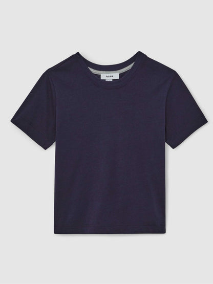 9-13 yrs Cotton Crew Neck T-Shirt in Navy Children & Baby | Reiss