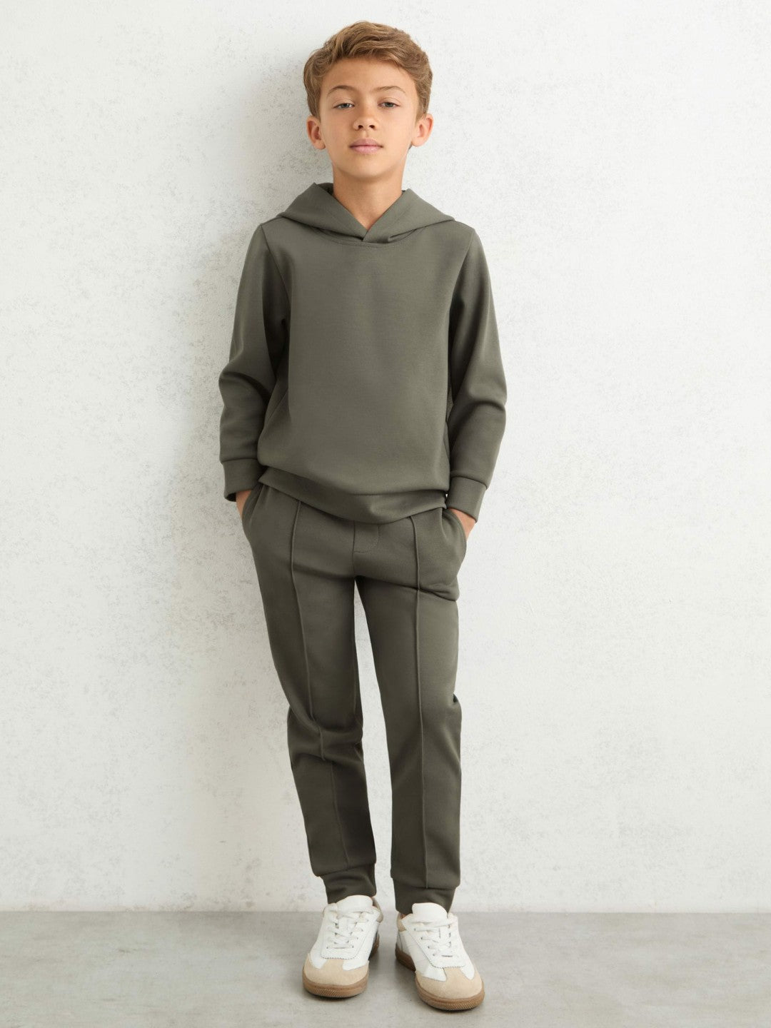 13-14 yrs Interlock Jersey Hoodie in Dark Sage Children & Baby | Reiss