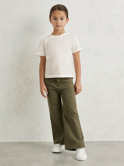 9-13 yrs Cotton Crew Neck T-Shirt in Ivory Children & Baby | Reiss
