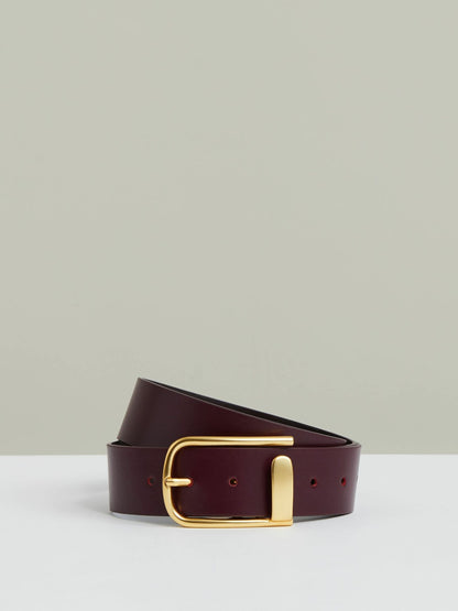 Leather Half Keeper Belt in Burgundy Women | Reiss