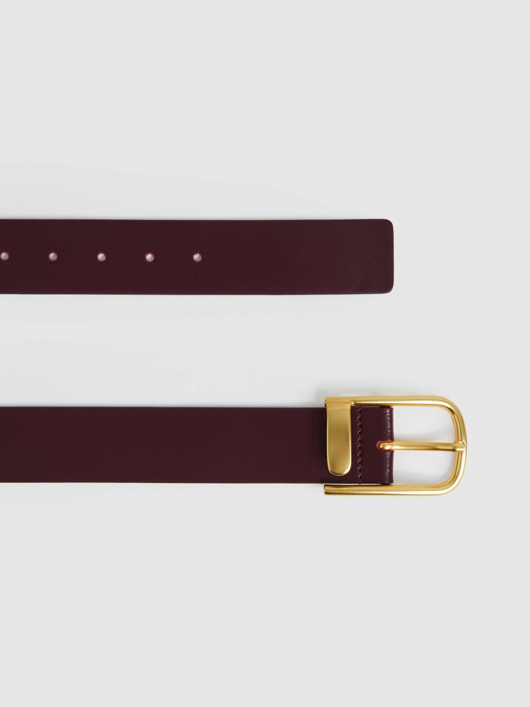 Leather Half Keeper Belt in Burgundy Women | Reiss