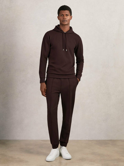 Interlock Jersey Drawstring Hoodie in Cherry Red Men | Reiss