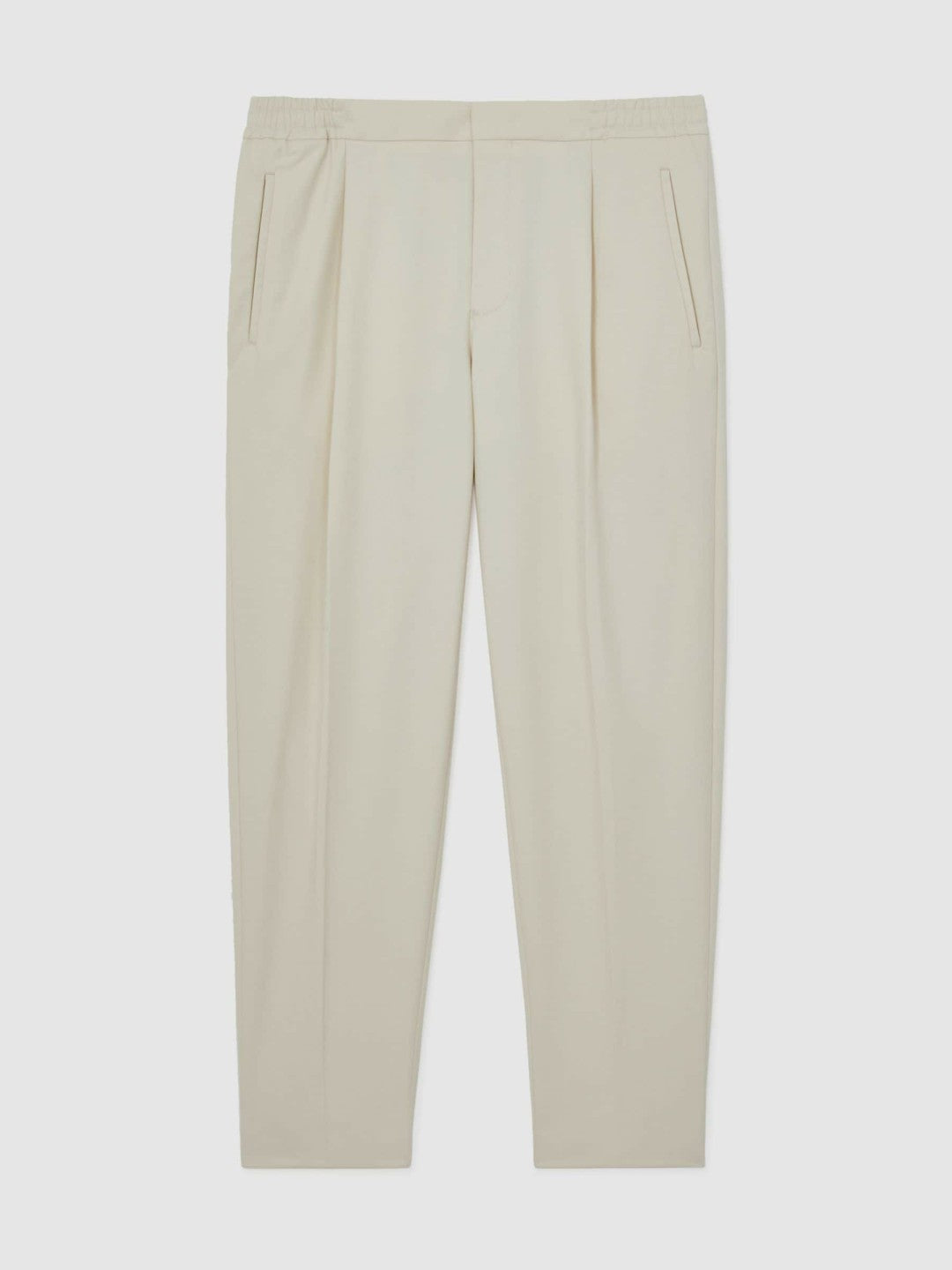 Tapered Drawstring Tailored Trousers in Ecru Men | Reiss