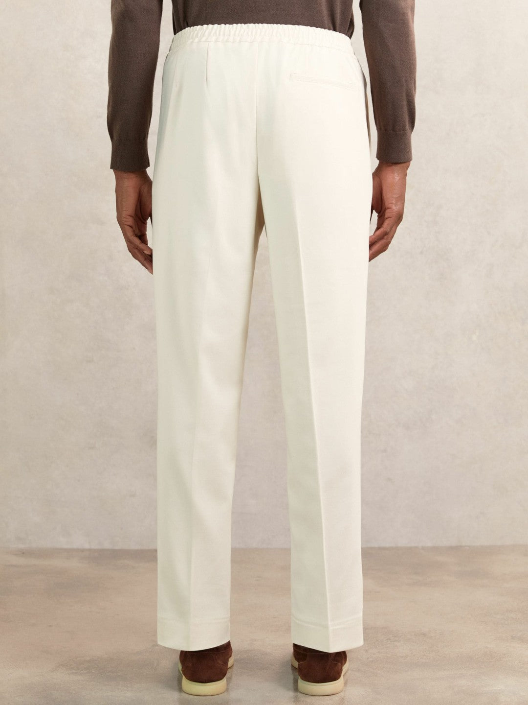 Tapered Drawstring Tailored Trousers in Ecru Men | Reiss