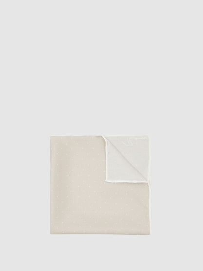 Silk Polka Dot Pocket Square in Champagne Men | Reiss