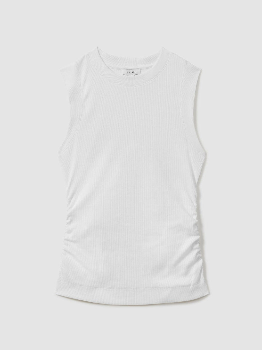 Ribbed Ruched Waist Vest in White Women | Reiss