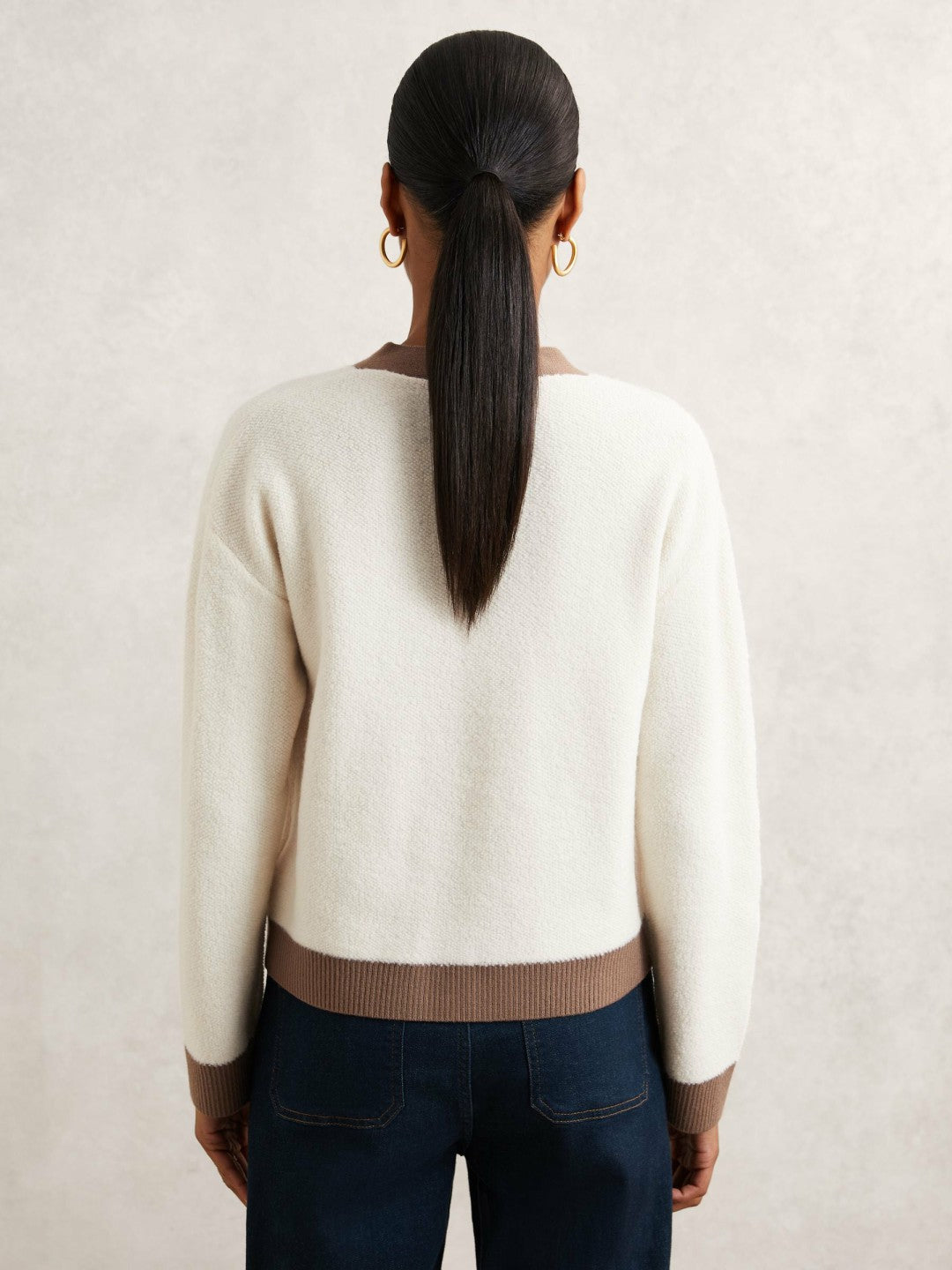 Wool Colourblock Cardigan in Cream/Neutral Women | Reiss