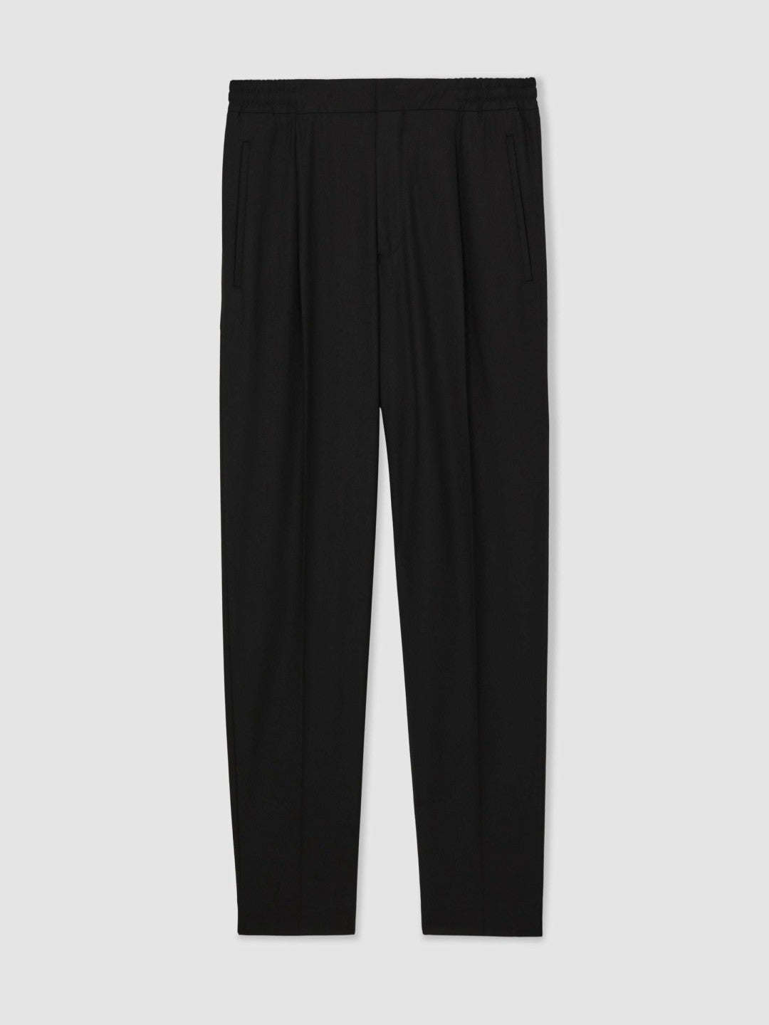 Tapered Drawstring Tailored Trousers in Black Men | Reiss