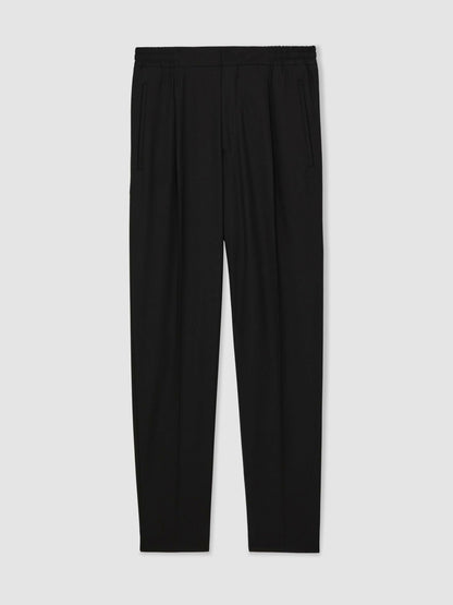Tapered Drawstring Tailored Trousers in Black Men | Reiss