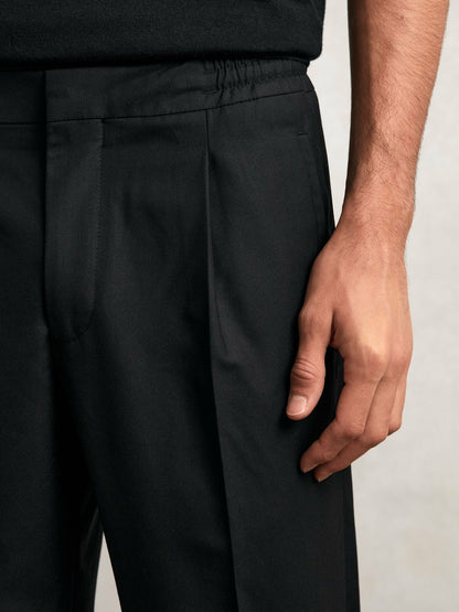 Tapered Drawstring Tailored Trousers in Black Men | Reiss