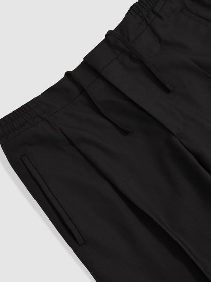 Tapered Drawstring Tailored Trousers in Black Men | Reiss