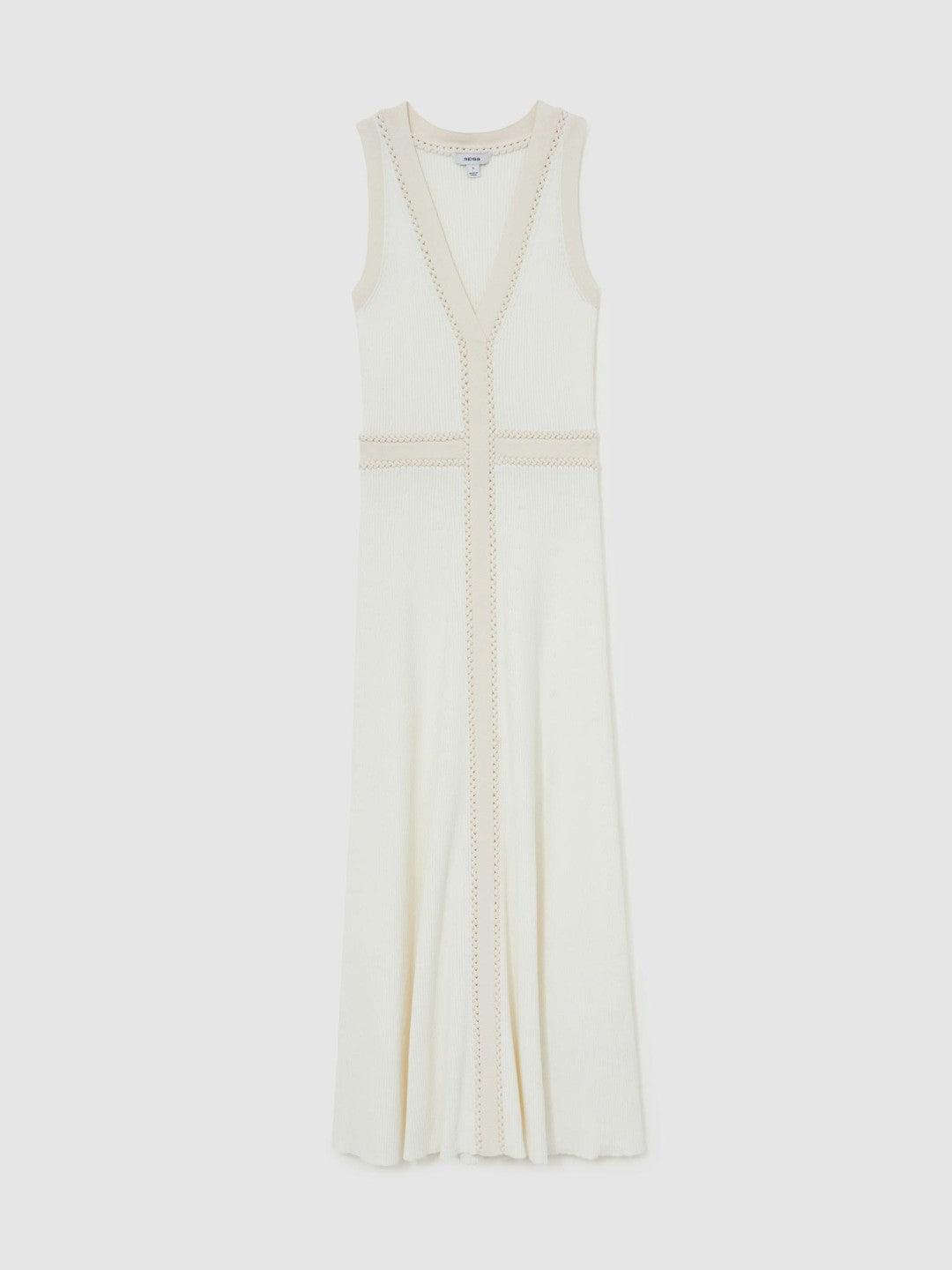 Craft-Stitch Knitted Midi Dress in Ivory Women | Reiss