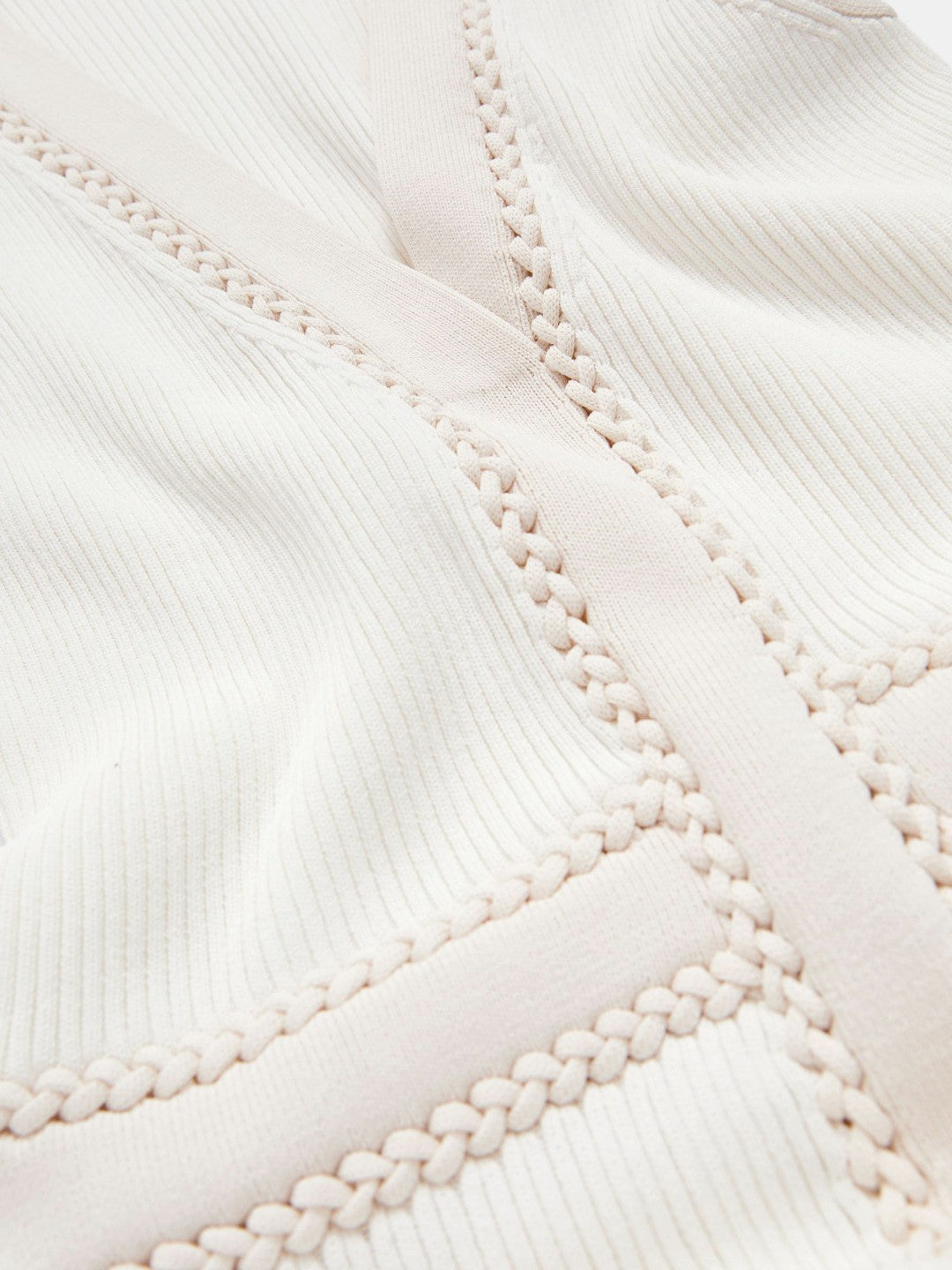 Craft-Stitch Knitted Midi Dress in Ivory Women | Reiss