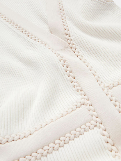 Craft-Stitch Knitted Midi Dress in Ivory Women | Reiss