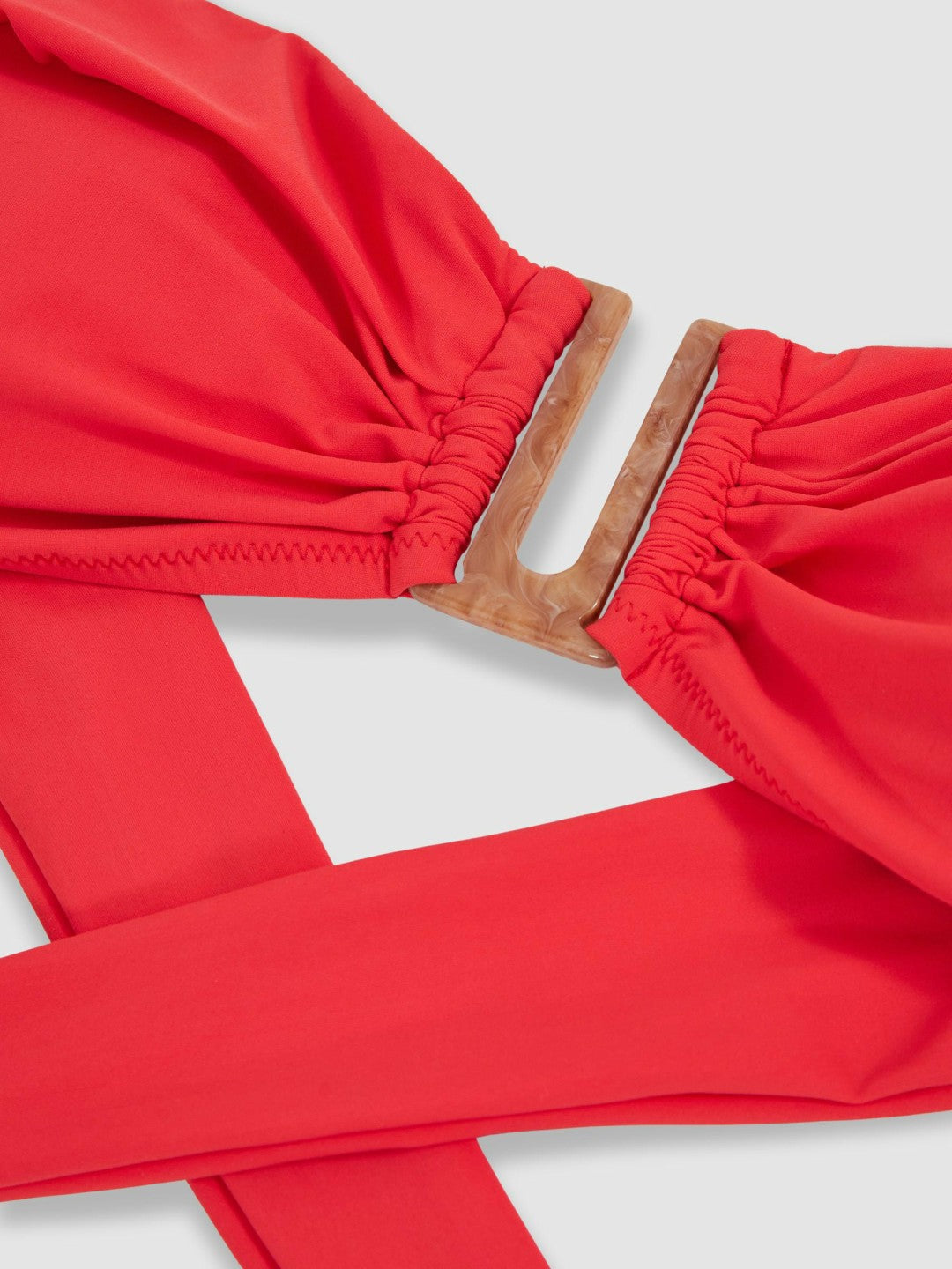 Removable Strap Bandeau Bikini Top in Coral Red Women | Reiss