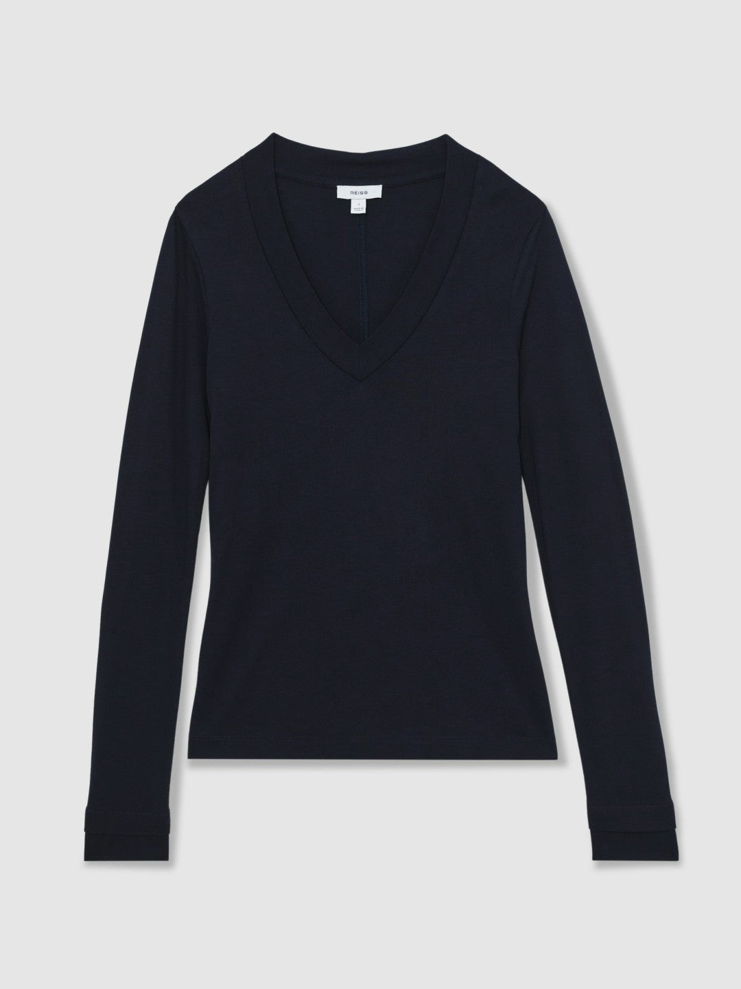 Jersey V-Neck Top in Navy Women | Reiss