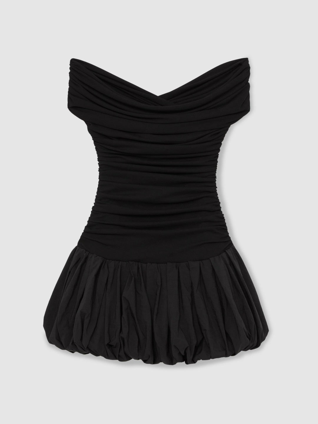 Off-Shoulder Puffball Mini Dress in Black Women | Reiss