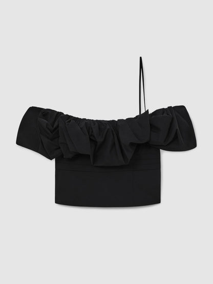Sculptural Strapless Top in Black Women | Reiss