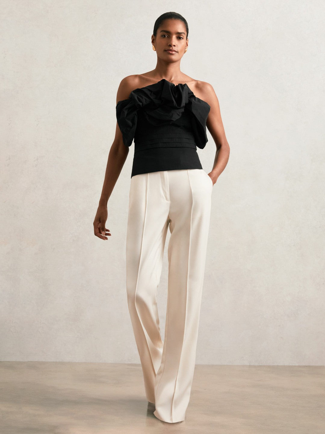 Sculptural Strapless Top in Black Women | Reiss