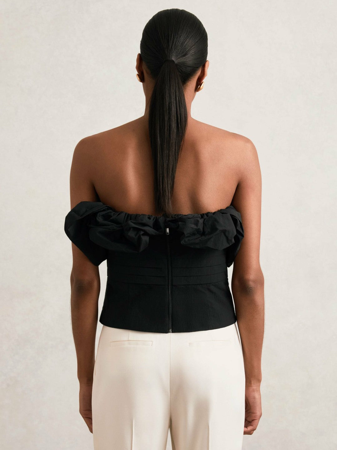 Sculptural Strapless Top in Black Women | Reiss