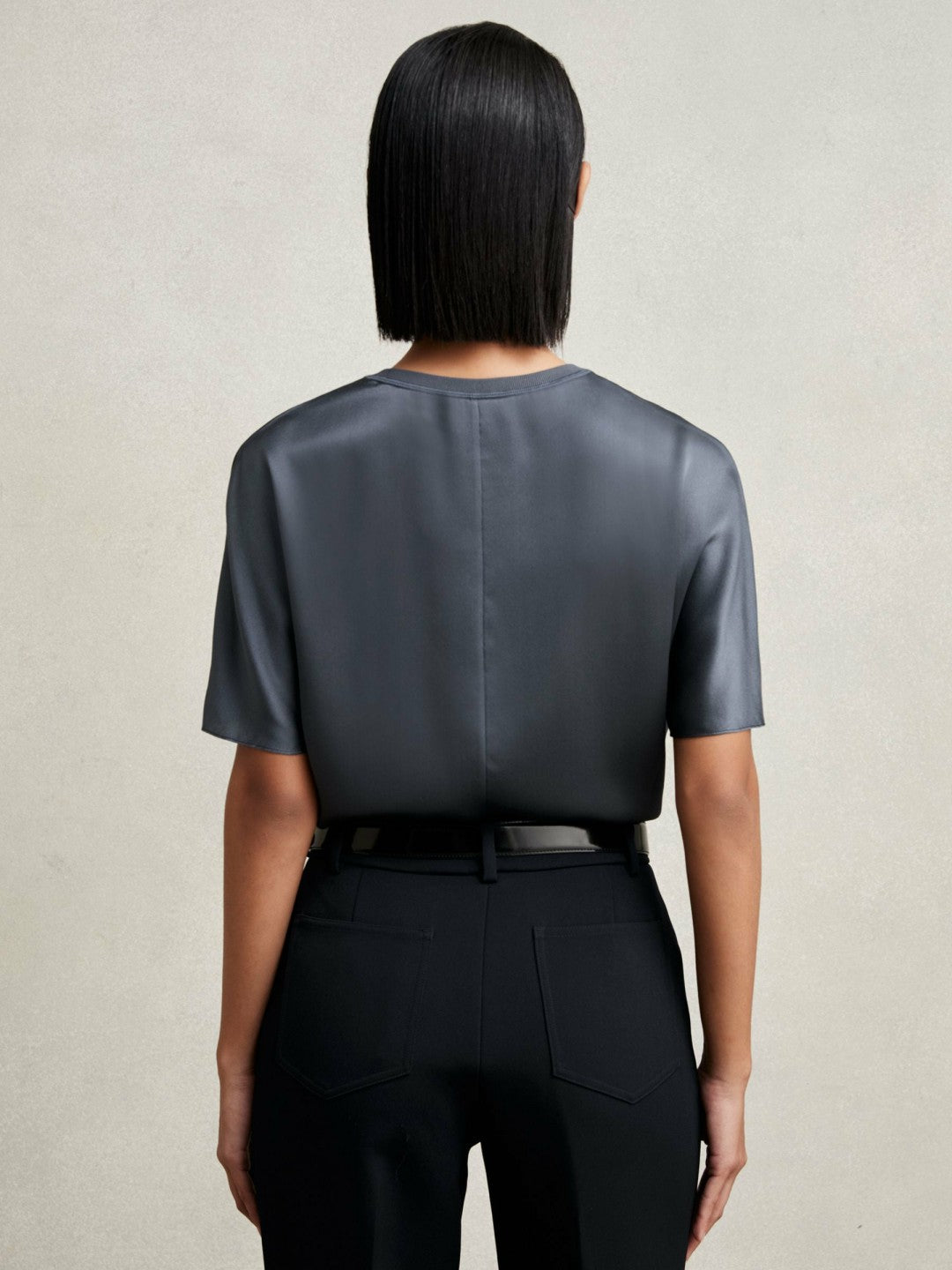 Silk Short-Sleeve Top in Blue Women | Reiss