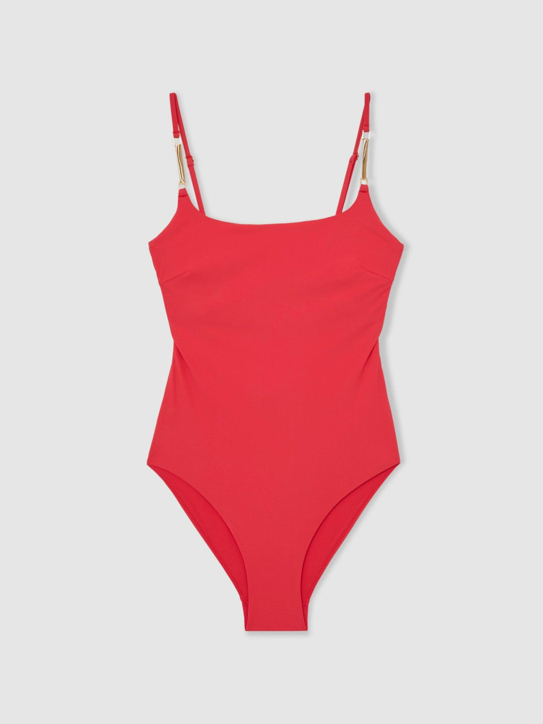 Hardware-Strap Cut-Out Swimsuit in Coral Red Women | Reiss