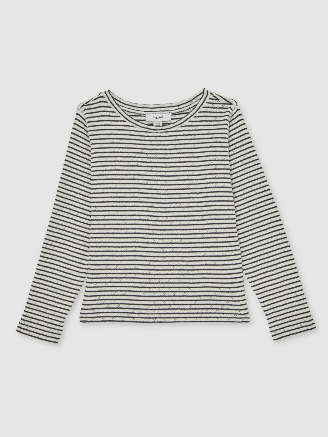 3-9 yrs Cotton Pointelle Long Sleeve Top in Navy/White Children & Baby | Reiss
