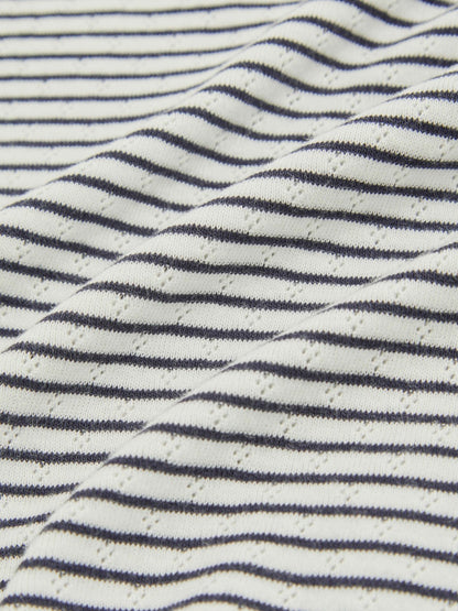 9-13 yrs Cotton Pointelle Long Sleeve Top in Navy/White Children & Baby | Reiss